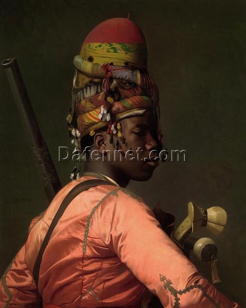 Authentic – Looking ‘Black Bashi Bazouk’ Inspired Oil Painting, c.1868 Look, 81×66 cm, Dafen Village’s Gem, after Jean – Leon Gerome