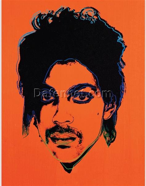 Stunning Handmade Oil Painting Inspired by Andy Warhol’s 1984 Pop Art ‘Orange Prince’ Portrait – Ideal for Art Aficionados and Pop Culture Devotees from Dafen Village Studio