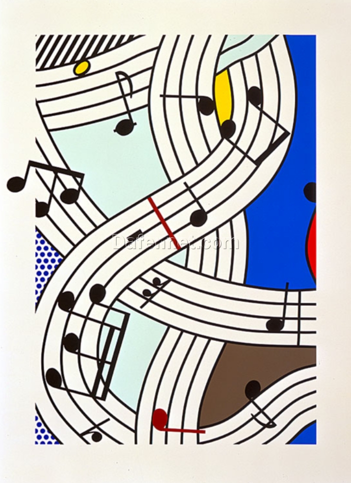 Roy Lichtenstein’s ‘Composition’ Inspired Oil Painting on Canvas – High – Quality Dafen Village Reproduction for Pop Art Enthusiasts and Decorators