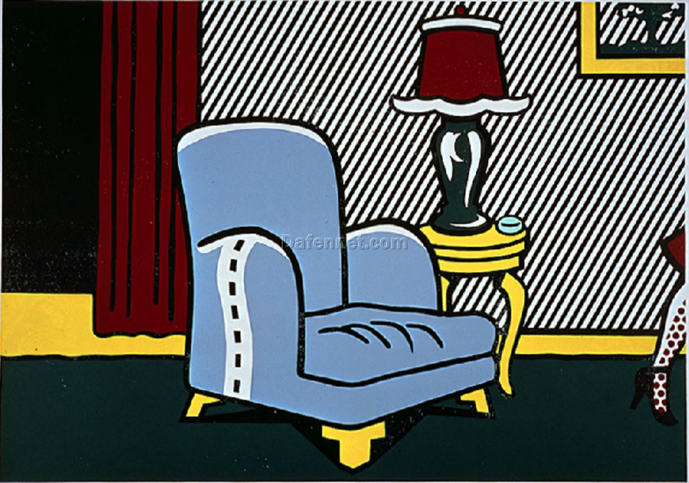 Authentic – looking ‘La Sortie’ Inspired Oil Painting in Roy Lichtenstein Style – Handmade in Dafen Village, Perfect for Art Collectors and Pop Art Connoisseurs