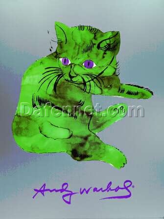 High – Quality ‘A Cat Named Sam’ Pop Art Animal Painting Replica after Andy Warhol’s 1954 Original – Direct from Dafen Village Artisans