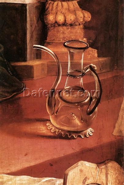 Exquisite Hand-Painted Oil Detail of ‘A Glass Jug’ from Grünewald’s ‘Concert of Angels’ – Dafen Village’s Artistic Homage to the Isenheim Altarpiece