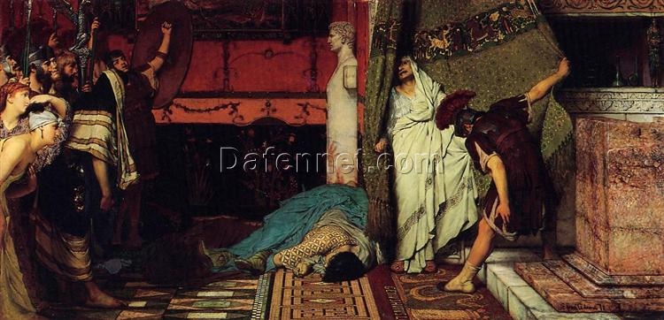 Exquisitely Hand – Painted Oil on Canvas Inspired by Sir Lawrence Alma – Tadema’s ‘A Roman Emperor Claudius’ (1871) – A Majestic Romantic History Painting Replica by Dafen Village Artists for Art Connoisseurs and History Buffs