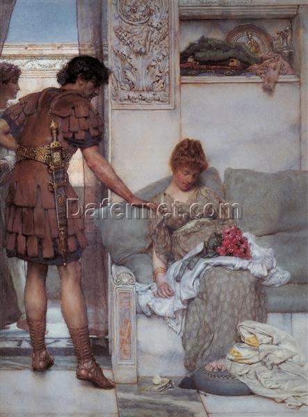 Inspired by Sir Lawrence Alma – Tadema’s ‘A Silent Greeting’ (1889) – Romantic Genre Oil Painting, Dafen Village Reproduction Ideal for Home and Office Decoration