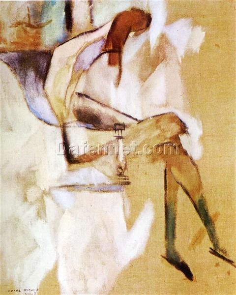 Exquisite Dafen Village Creation: ‘About Young Sister’ Inspired by Marcel Duchamp (1911) – Cubist Genre Oil Painting on Canvas