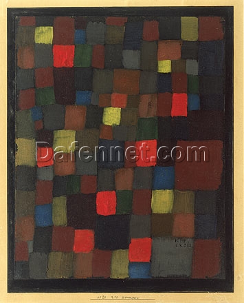 High – Quality Hand – Painted Replica of Paul Klee’s “Abstract Colour Harmony in Squares with Vermillion Accents” (1924) Inspired by Abstract Art and Bauhaus for Art Lovers in [Your City] – Dafen Village Artwork