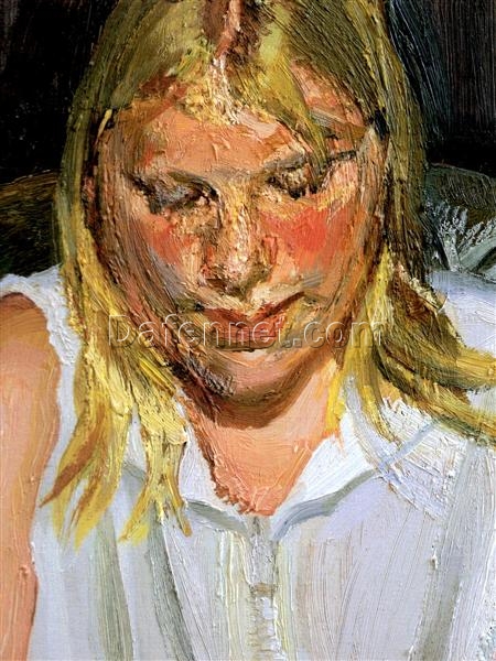 Authentic – Looking Reproduction of Lucian Freud’s ‘Alice Costelloe’ (2003) – Handmade Expressionist Oil Portrait from Dafen Village Artisans