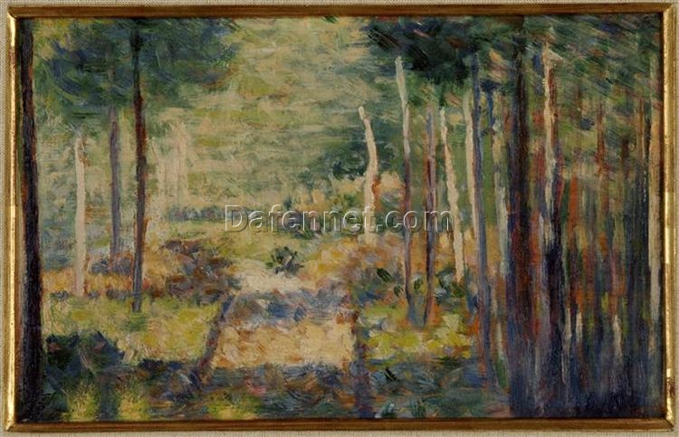 High-Resolution Print Inspired by Georges Seurat’s ‘Alley in the forest, Barbizon’ (Allée en forêt, Barbizon) – An Affordable Way to Adorn Your Space with Impressionist Landscape Art from Dafen Village