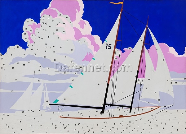 High – Quality ‘Do It Yourself (Sailboats)’ Style Pop Art and Conceptual Landscape Oil Painting Replica – After Andy Warhol’s 1962 Original, from Dafen Village Artisans