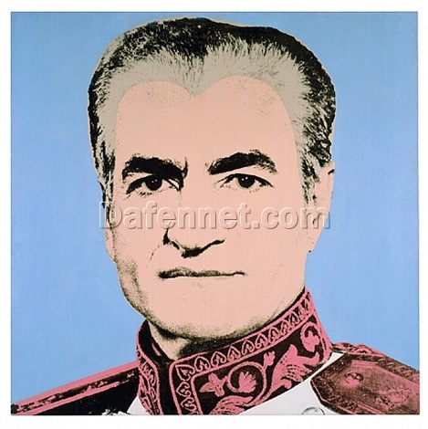 Customizable Andy Warhol-Style Portrait of Mohammad Reza Shah Pahlavi (Shah of Iran) 1978 – Personalized Pop Art on Canvas