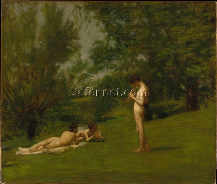 Dafen Village Inspired Reproduction of Thomas Eakins’ “Arcadia” (1883) – High-Quality Realist Mythological Oil Painting for Sale, Great for Art Collections and Interior Designers Seeking Timeless Scenes