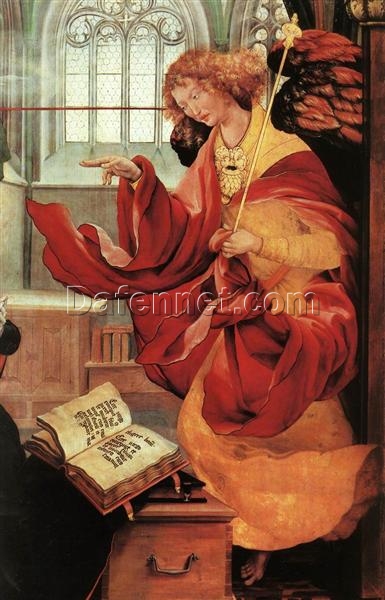 Authentic Northern Renaissance Style Oil Painting Detail of Archangel Gabriel – Inspired by Grünewald’s Annunciation in Isenheim Altarpiece – Dafen Village’s Exclusive Creation