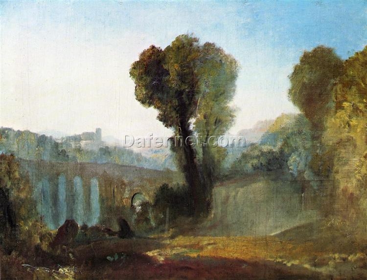 Hand – painted Ariccia Sunset – Style Landscape Oil Painting Inspired by J.M.W. Turner’s 1828 Masterpiece, Crafted in Dafen Village for Home Decor and Art Lovers