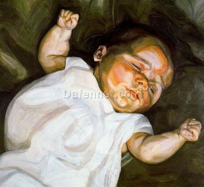 Custom – Made “Baby on a Green Sofa” Inspired Expressionist Portrait Oil Painting by Dafen Village Experts – Tailored to Your Vision