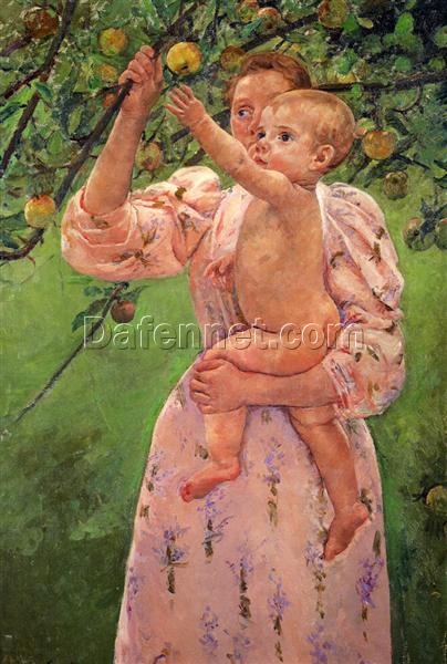 Stunning Reproduction of Mary Cassatt’s ‘Baby Reaching For An Apple’ (1893) – A Glimpse into Impressionist Innocence