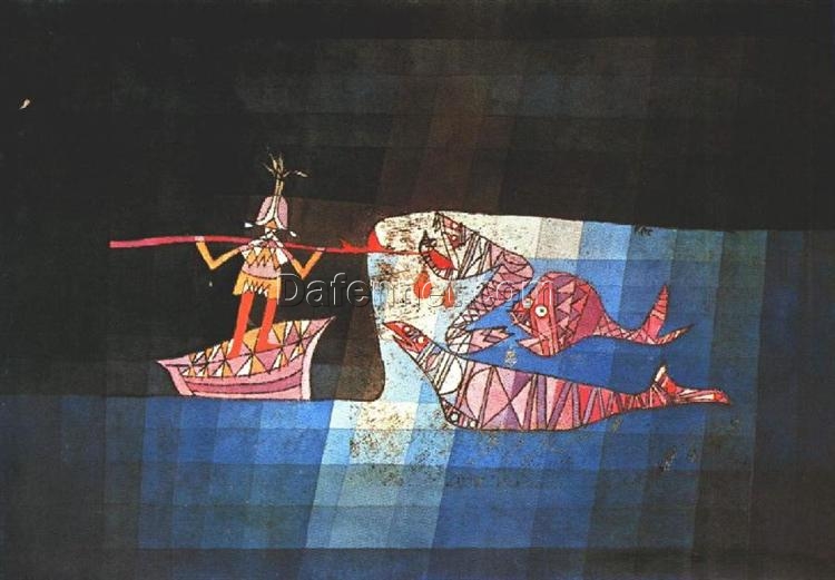 Authentic – Looking Reproduction of “Battle scene from the comic fantastic opera ‘The Seafarer'” by Paul Klee Inspired by Surrealist and Bauhaus Aesthetics for Interior Decorators – Dafen Village Handiwork