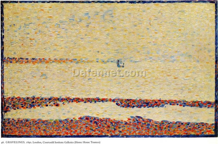 Custom-Made Oil on Wood Painting Inspired by Georges Seurat’s ‘Beach at Gravelines’ – Unique Creations Tailored to Your Taste by Dafen Village Studios