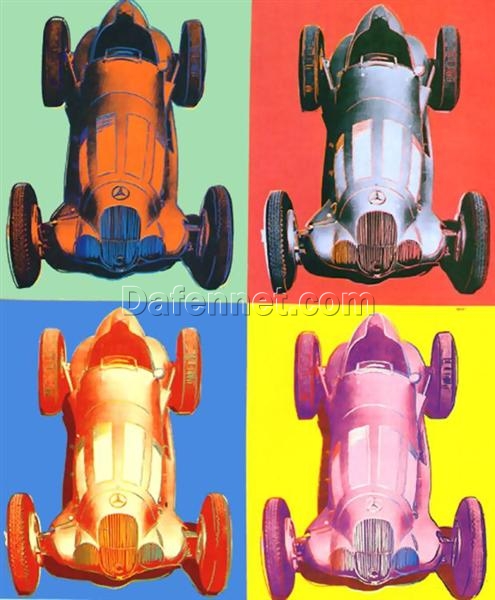 Stunning Hand – painted Oil Painting of ‘Benz Racing Car’ INSPIRED BY Andy Warhol’s 1986 Pop Art Still Life, from Dafen Village for Art Lovers and Auto Enthusiasts