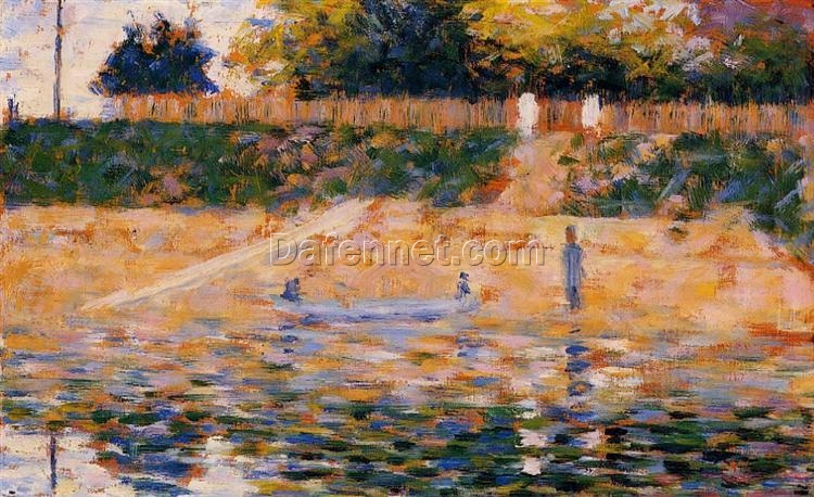 Custom-Made Oil on Wood Painting Inspired by Georges Seurat’s ‘Boats near the Beach at Asnières’ – Unique Creations Tailored to Your Taste by Dafen Village Studios