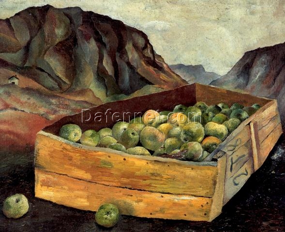 Hand – Painted “Box of Apples in Wales” Inspired Surrealist Still Life Oil Painting by Dafen Village Studios – A Gem for Art Aficionados