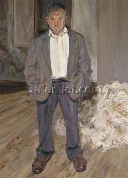 Lucian Freud – Inspired ‘Bruce Bernard’ (1992) Oil Painting – A Captivating Expressionist Portrait