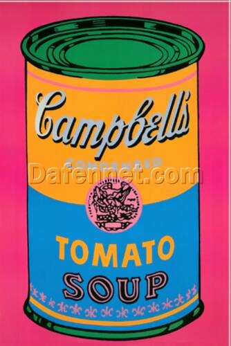 Exquisite Handmade Oil Painting of Andy Warhol’s ‘Campbell’s Soup Can (Tomato/Pink)’ (1968) – Captivating Pop Art Still Life Replica from Dafen Village Studio