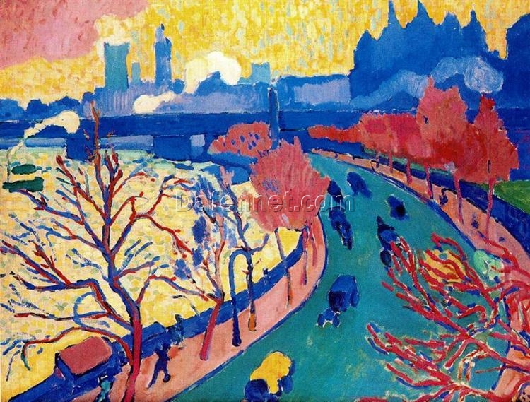 Authentic Fauvist and Neo-Impressionist Style Oil Painting – ‘Charing Cross Bridge’ by Andre Derain – Dafen Village’s Exclusive Creation