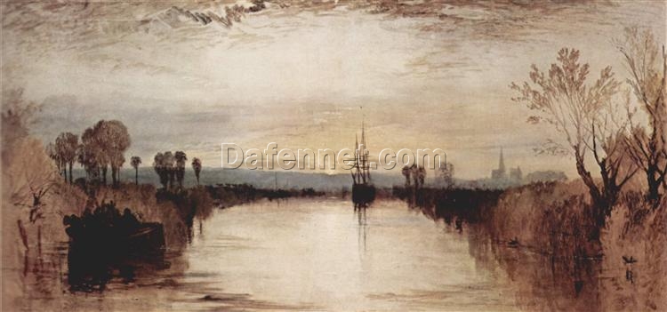 Breathtaking J.M.W. Turner’s Chichester Canal Inspired Oil on Canvas – Skillfully Crafted by Dafen Village Artists, Perfect for Art Aficionados