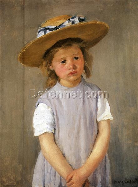 Exquisite Impressionist Oil Painting – ‘Child In A Straw Hat’ by Mary Cassatt (c.1886) Replica