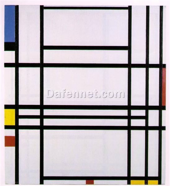 Customizable Oil Painting on Canvas INSPIRED BY Mondrian’s “Composition No.10” (1939 – 1942) – Handmade in Dafen Village