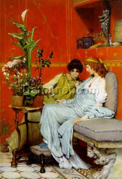 Custom – Made Oil on Canvas Inspired by Sir Lawrence Alma – Tadema’s ‘Confidences’ (1869) – Tailored to Your Vision by Dafen Village Studios for Discerning Art Collectors