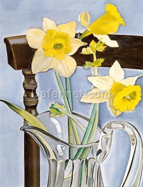 High – Quality Hand – Painted “Daffodils and Celery” Inspired Contemporary Realism Flower Oil Painting by Dafen Village Studios – Perfect for Art Lovers