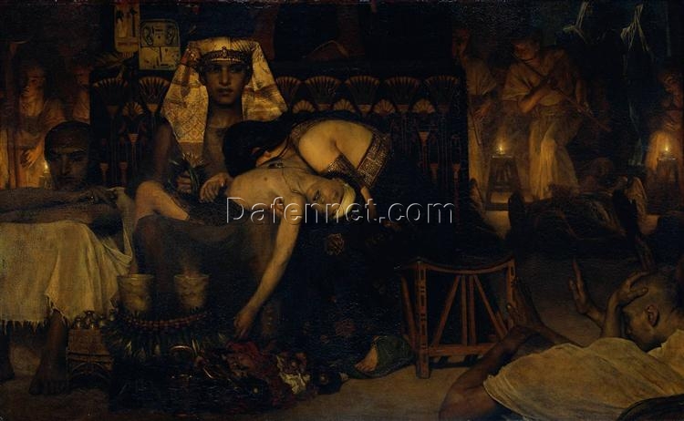 Exquisitely Hand-Painted Oil on Canvas Inspired by Sir Lawrence Alma-Tadema’s ‘Death of the Pharaoh’s Firstborn Son’ (1872) – A Dramatic and Poignant Romantic Religious Replica by Dafen Village Artists for Art Connoisseurs and Religious Art Enthusiasts