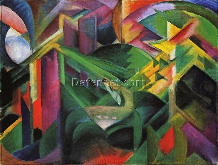 Cubist ‘Deer in a Monastery Garden’ Inspired Oil Painting Replica – Hand-painted by Dafen Village’s Expert Artists for Distinctive Wall Art