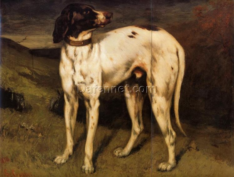 Gustave Courbet’s Timeless 1856 ‘Dog from Ornans’ – Realist Animal Oil Painting on Canvas, A Tribute to Private Collection’s Treasure, Great for Interior Decoration