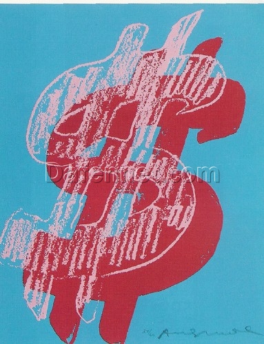 Authentic – looking ‘Andy Warhol – style’ Hand – painted Oil Painting of ‘Dollar Sign’ in Pop Art Design, Created in Dafen Village for Pop Art and Design Enthusiasts