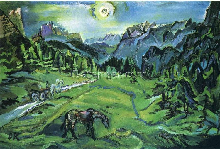 Authentic Expressionist Style Oil Painting – ‘Dolomite Landscape: Tre Croci’ by Oskar Kokoschka – Dafen Village’s Exclusive Creation