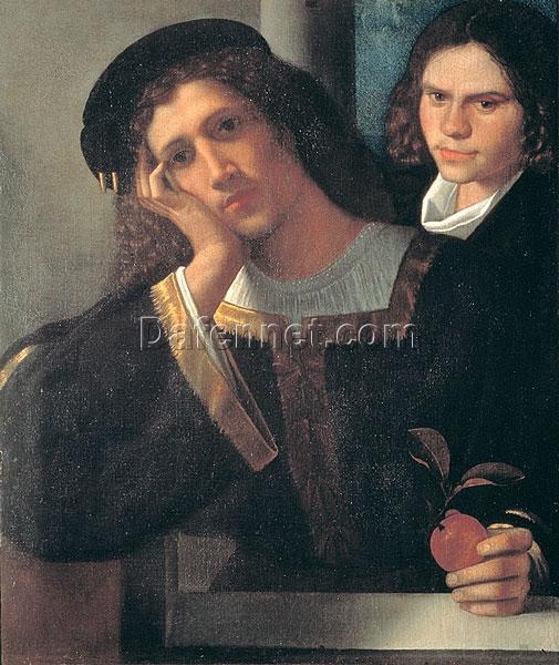 Exquisite Dafen Village Creation: ‘Double Portrait’ Inspired by Giorgione (1502) – High Renaissance Portrait Oil Painting on Canvas