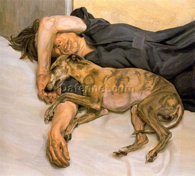 Lucian Freud – Inspired ‘Double Portrait’ Oil Painting on Canvas – A 1985 – 1986 Style Expressionist Masterpiece Reproduction