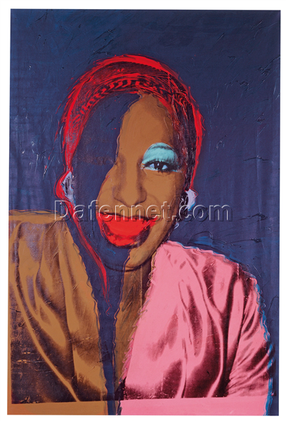 Authentic-looking Pop Art Portrait Oil Painting – Inspired by Andy Warhol’s ‘Ladies and Gentlemen (Wilhelmina Ross)’ (1975), Handmade in Dafen Village for Interior Decoration and Pop Art Aficionados