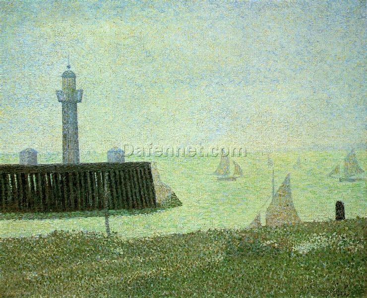 High-Resolution Print Inspired by Georges Seurat’s ‘End of the Jetty, Honfleur’ – An Affordable Way to Adorn Your Space with Neo-Impressionist and Pointillist Landscape Art from Dafen Village