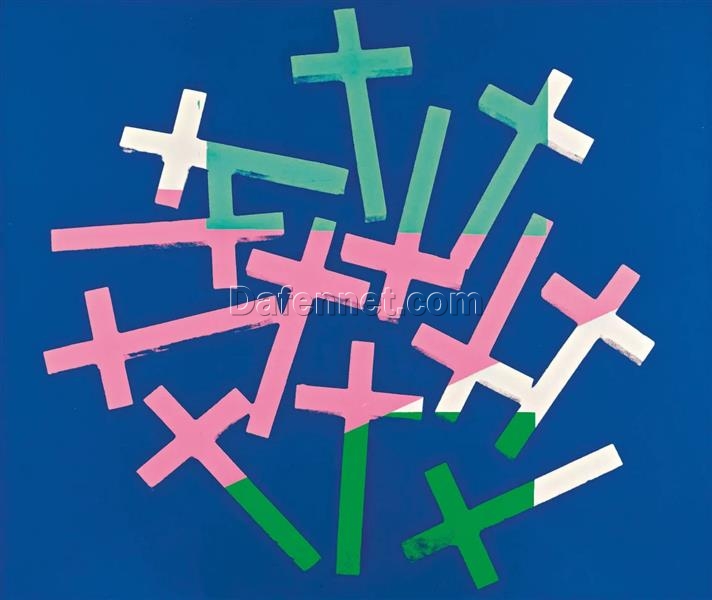 Authentic Andy Warhol Inspired ‘Crosses’ 1982 Pop Art Figurative Silkscreen Print – A Blend of Religion and Pop Culture