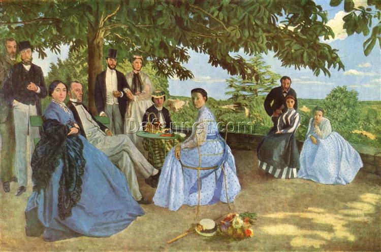 Custom – Sized Impressionist Genre Painting ‘Family Reunion’ Inspired by Frederic Bazille’s 1867 Masterpiece, Handmade in Dafen Village