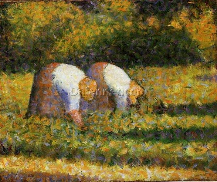 High-Resolution Print Inspired by Georges Seurat’s ‘Farm Women at Work’ (Paysannes au travail) – An Affordable Way to Adorn Your Space with Neo-Impressionist and Pointillist Genre Art from Dafen Village