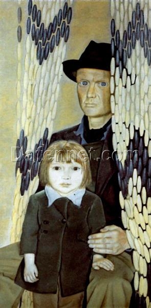 High – Quality Reproduction of “Father and Daughter” by Lucian Freud (1949) – Dafen Village Canvas Oil Painting