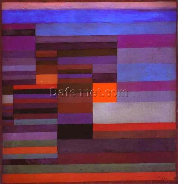 Exquisite Handmade Abstract Oil Painting on Board – Inspired by Paul Klee’s ‘Fire evening’ from the Bauhaus Era, Crafted in Dafen Village