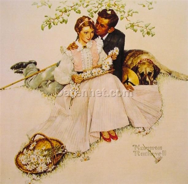 High – Quality Replica of “Flowers in Tender Bloom” by Norman Rockwell – 1955 – Inspired Dafen Village Canvas Oil Painting