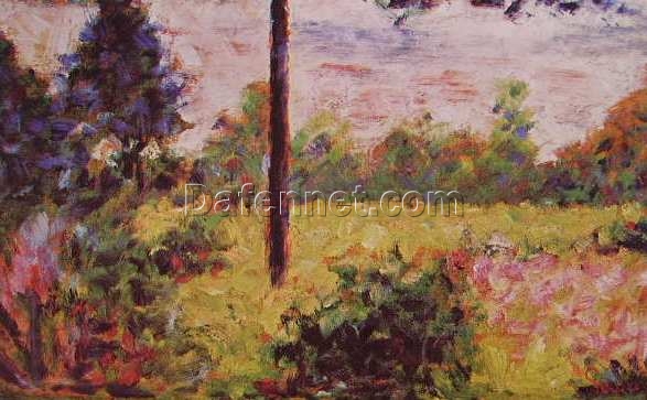 Exquisitely Hand-Painted Oil on Wood Replica of Georges Seurat’s ‘Forest of Barbizon’ – A Tranquil Impressionist Landscape by Dafen Village Artists for Art Aficionados and Nature Lovers