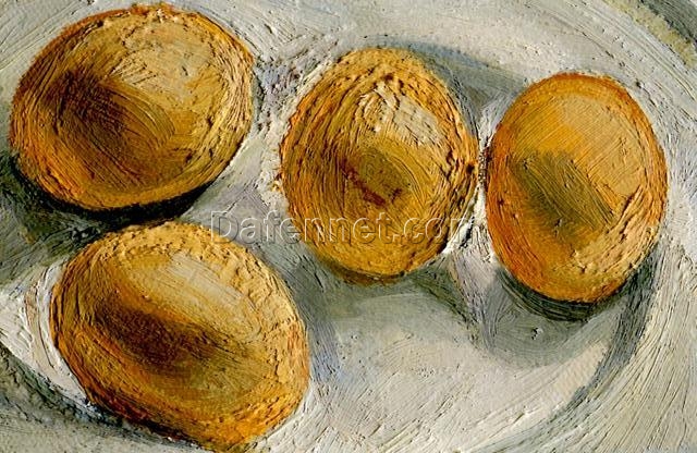 Lucian Freud’s 2002 ‘Four Eggs on a Plate’ – Authentic Expressionist Still – Life Oil Painting Replica