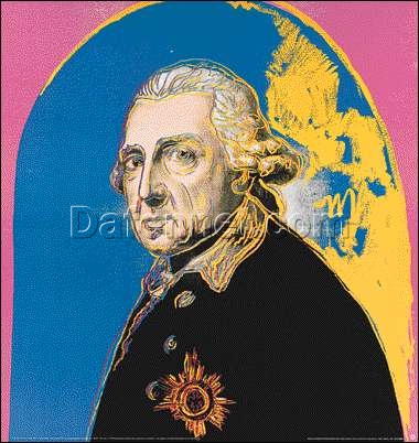 Authentic – looking ‘Andy Warhol Inspired’ Oil Portrait of ‘Friedrich The Great’ from around 1986, Hand – crafted in Dafen Village for Pop Art and Historical Portrait Collectors